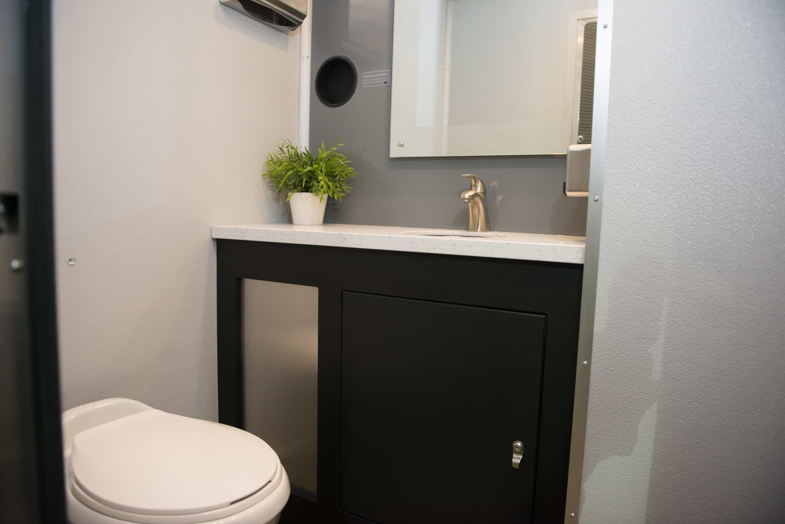 12-Ft 3-Stall restroom trailer interior