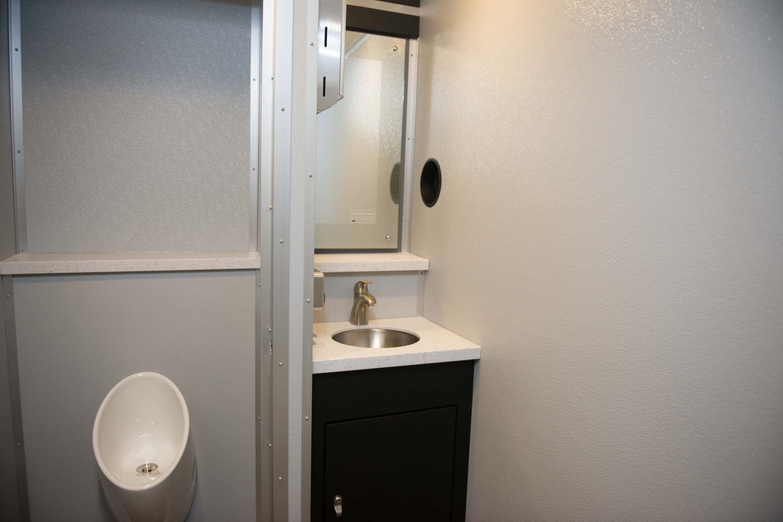 restroom trailer interior - urinal and sink