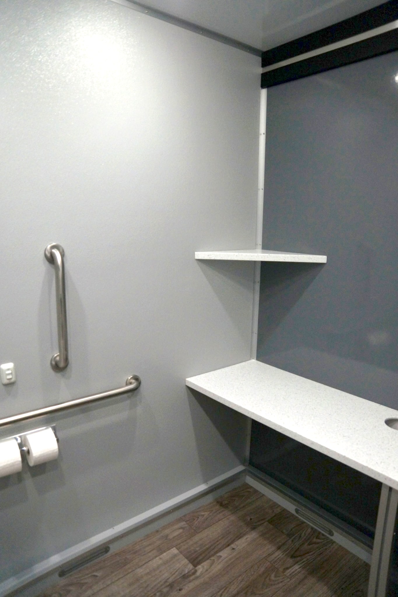 accessible restroom trailer interior