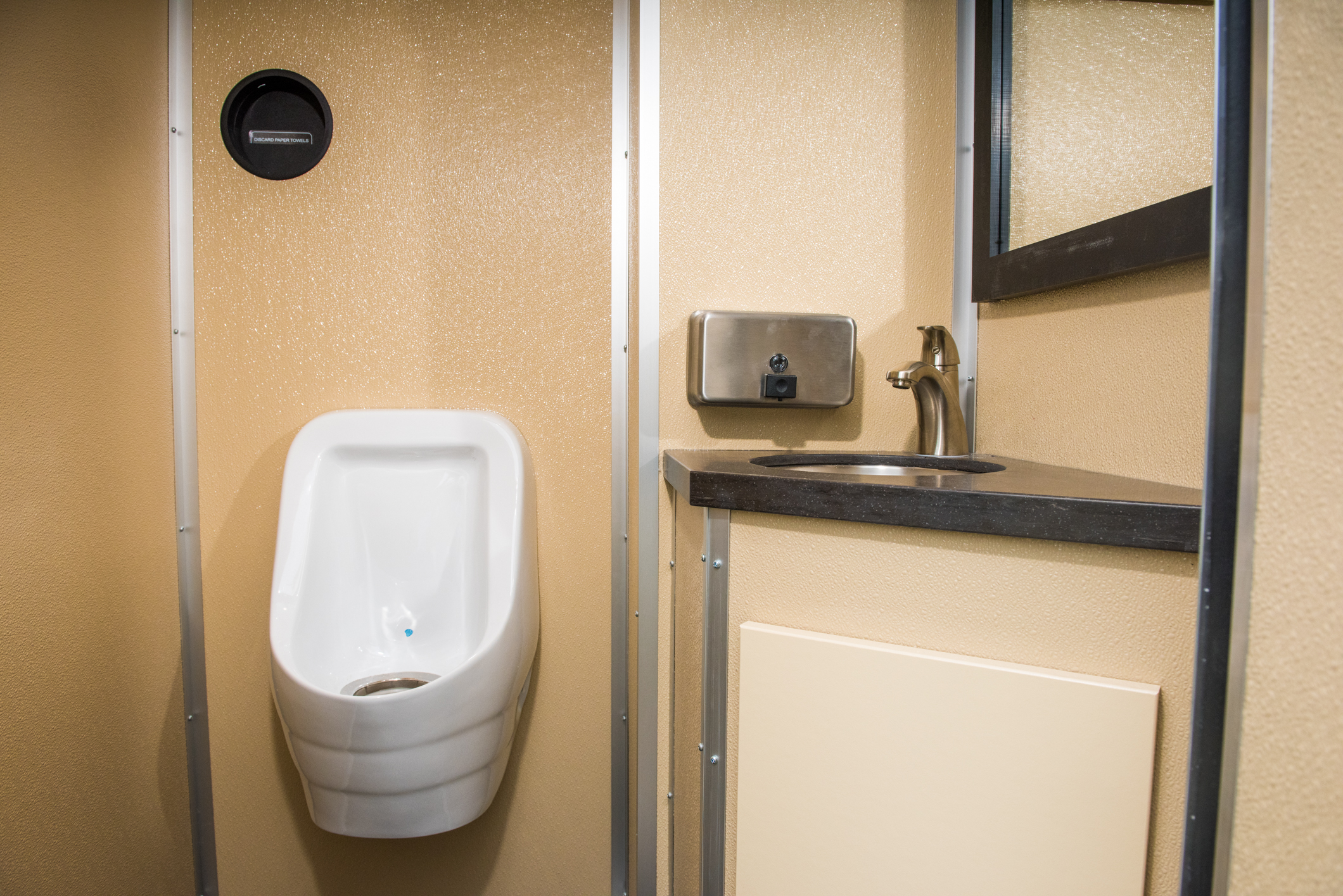 restroom trailer interior - urinal and sink